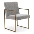 Pemberly Row Modern Fabric & Antique Brass Dining Chair in Grey