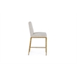 Pemberly Row Modern Upholstered Linen & Brass Counter Chair in Off White