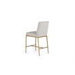 Pemberly Row Modern Upholstered Linen & Brass Counter Chair in Off White