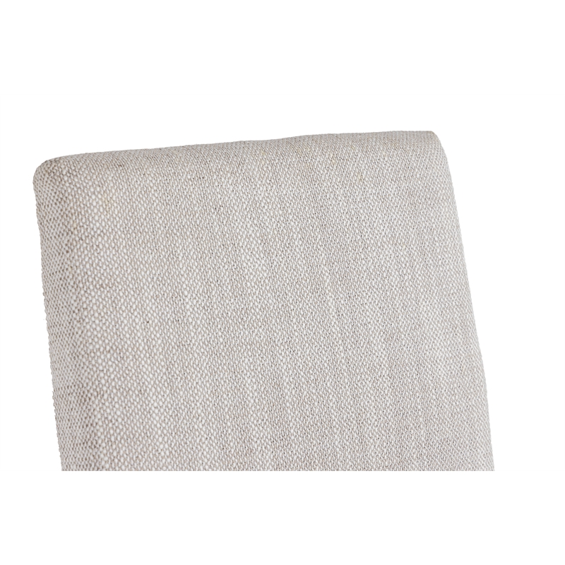 Pemberly Row Modern Upholstered Linen & Brass Counter Chair in Off White