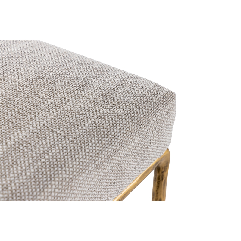 Pemberly Row Modern Upholstered Linen & Brass Counter Chair in Off White