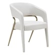 Pemberly Row Modern Fabric Dining Arm Chair in Off White & Antique Brass