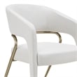 Pemberly Row Modern Fabric Dining Arm Chair in Off White & Antique Brass