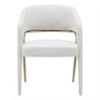 Pemberly Row Modern Fabric Dining Arm Chair in Off White & Antique Brass
