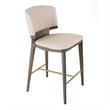 Pemberly Row Mid-Century Vegan Leather Counter Chair in Beige & Grey Ash