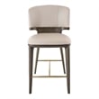 Pemberly Row Mid-Century Vegan Leather Counter Chair in Beige & Grey Ash
