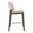 Pemberly Row Mid-Century Vegan Leather Counter Chair in Beige & Grey Ash