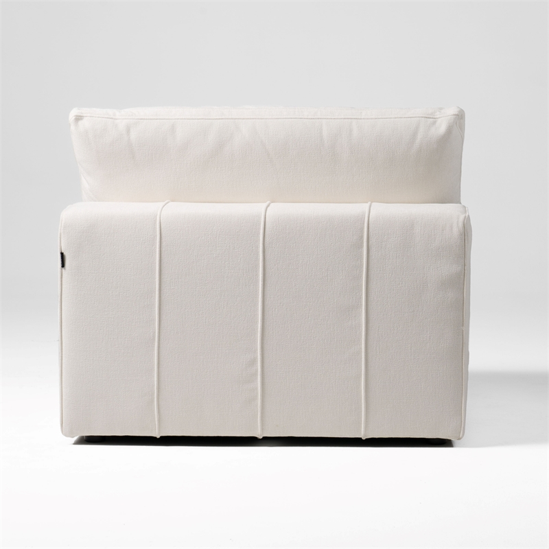 Pemberly Row Modern 43x43 Inch Fabric Modular Armless Seat in Off White
