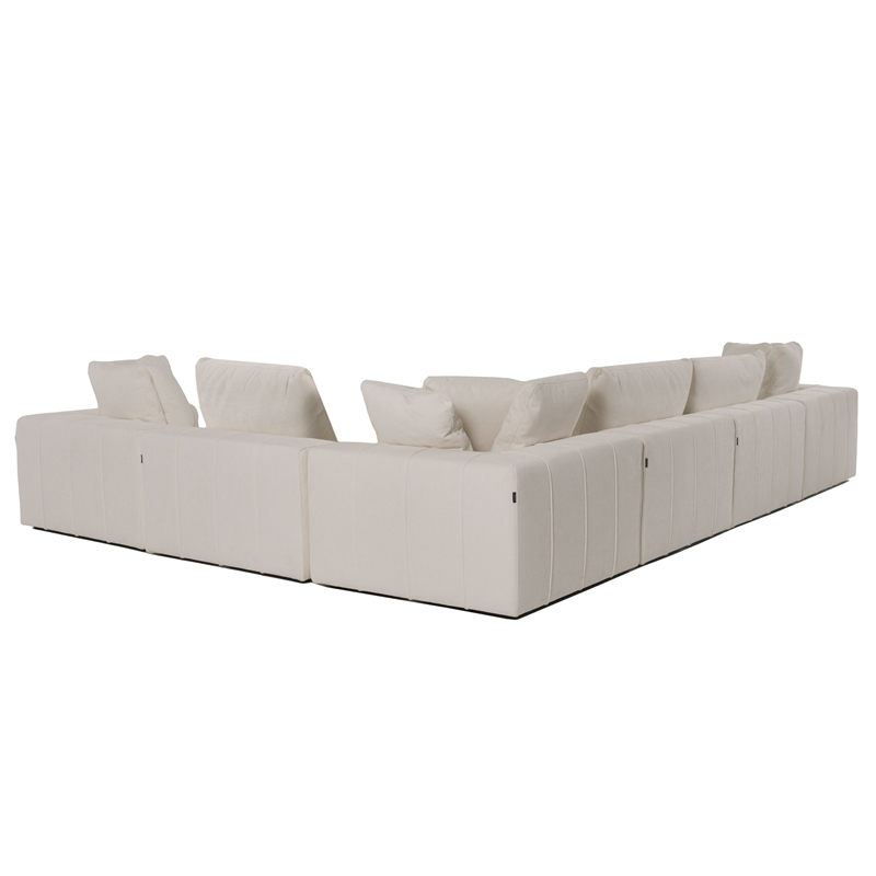 Pemberly Row Modern 43x43 Inch Fabric Modular Armless Seat in Off White