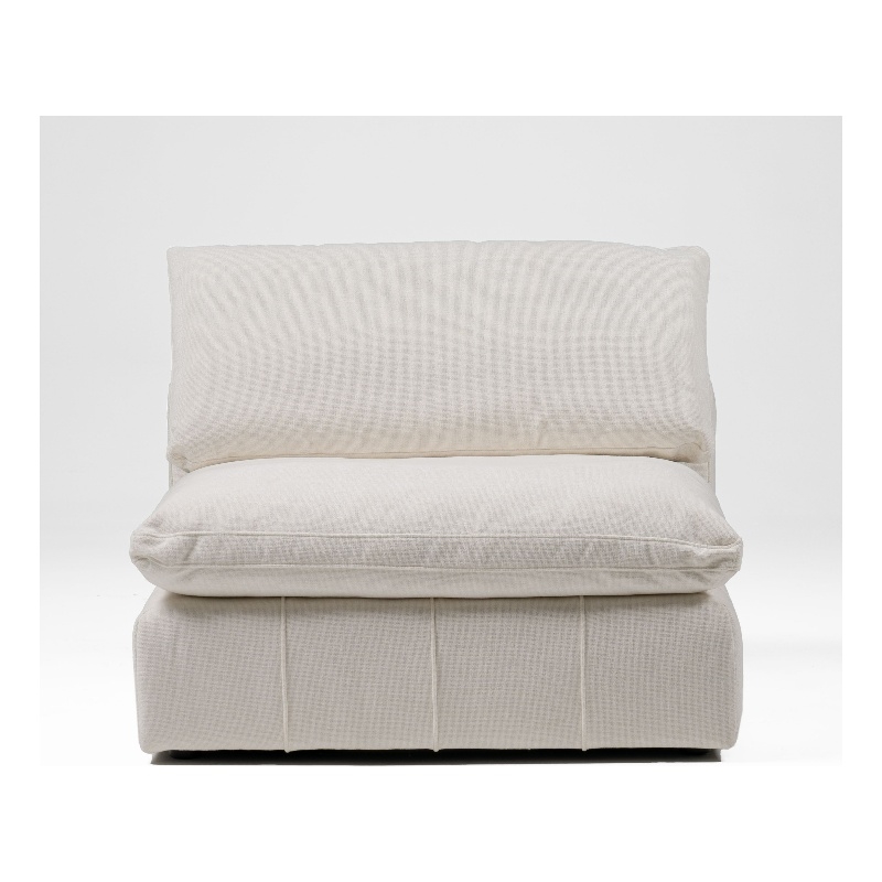 Pemberly Row Modern 43x43 Inch Fabric Modular Armless Seat in Off White