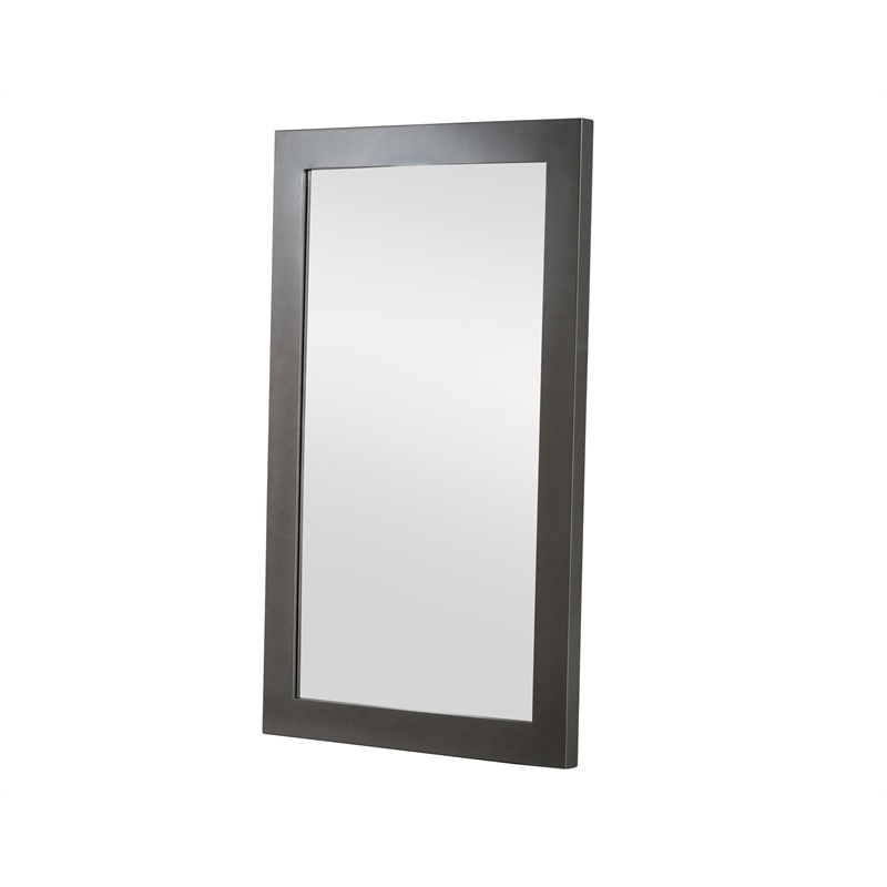 Pemberly Row Modern Rectangular Wall Mirror with Thick Frame in Matte Gray