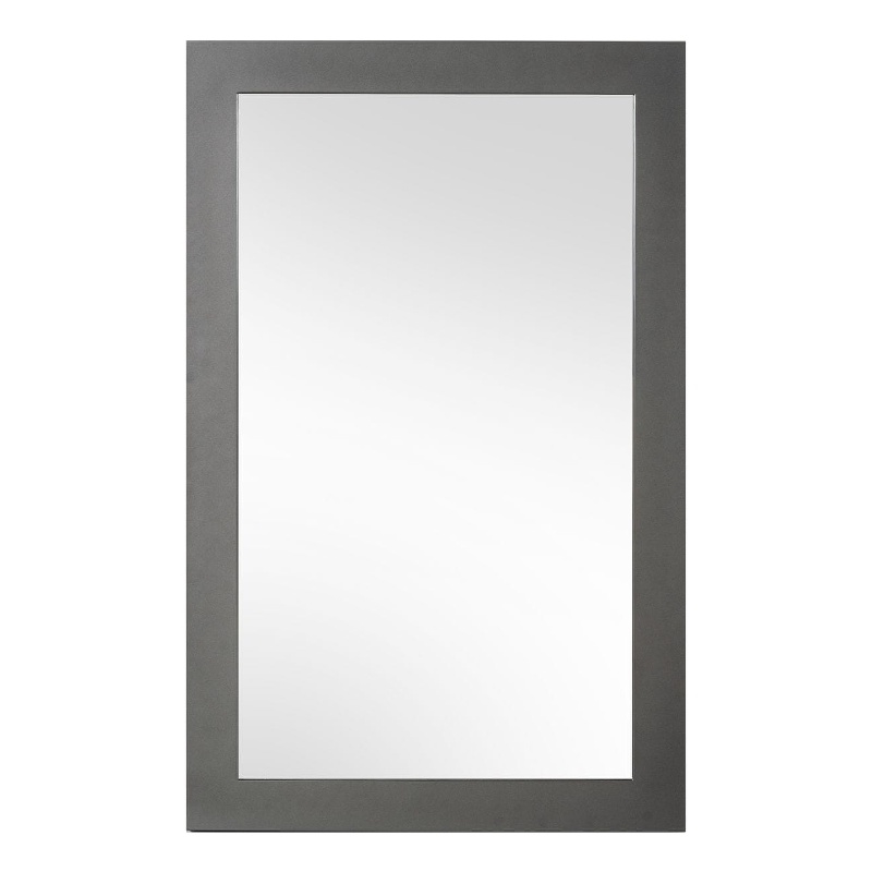 Pemberly Row Modern Rectangular Wall Mirror with Thick Frame in Matte Gray