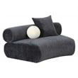 Pemberly Row Curved Modular Armless Seat with 2 Throw Pillows in Dark Gray