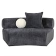 Pemberly Row Curved Modular Armless Seat with 2 Throw Pillows in Dark Gray