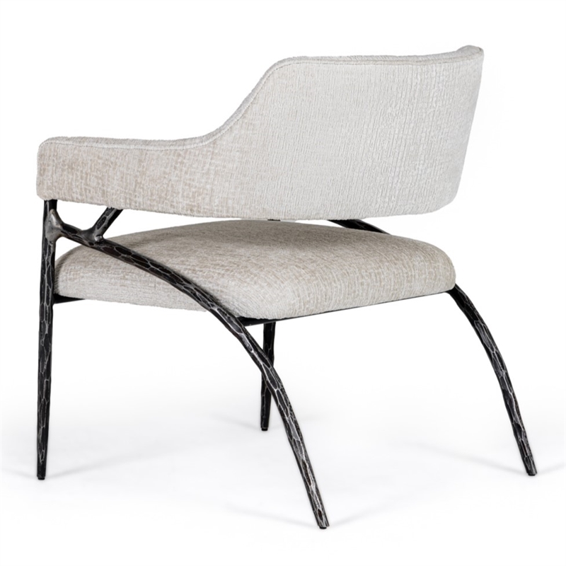 Pemberly Row Modern Fabric & Forged Metal Accent Chair in Off White