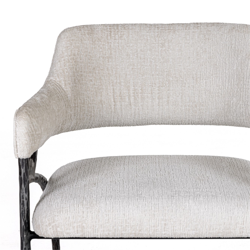 Pemberly Row Modern Fabric & Forged Metal Accent Chair in Off White