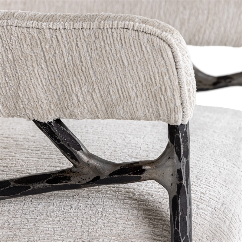Pemberly Row Modern Fabric & Forged Metal Accent Chair in Off White