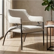 Pemberly Row Modern Fabric & Forged Metal Accent Chair in Off White