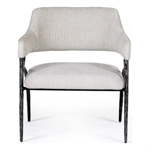 Pemberly Row Modern Fabric & Forged Metal Accent Chair in Off White