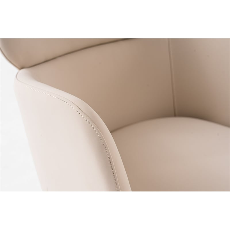 Pemberly Row Modern Vegan Leather Dining Chair in Beige & Rose Gold