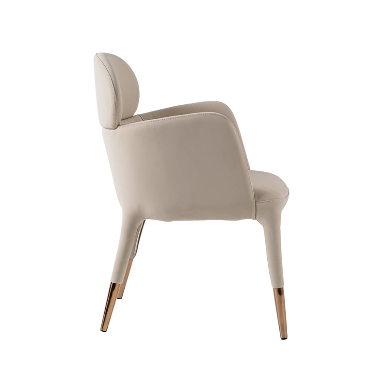 Pemberly Row Modern Vegan Leather Dining Chair in Beige & Rose Gold