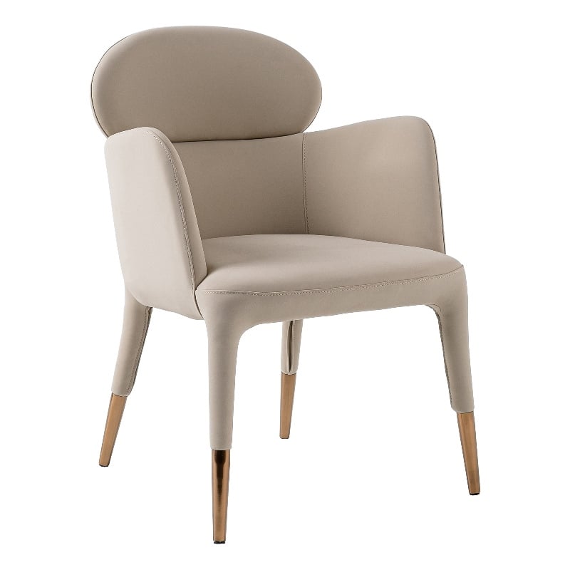 Pemberly Row Modern Vegan Leather Dining Chair in Beige & Rose Gold