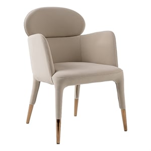 Pemberly Row Modern Vegan Leather Dining Chair in Beige & Rose Gold