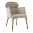 Pemberly Row Modern Vegan Leather Dining Chair in Beige & Rose Gold