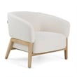 Pemberly Row Mid-Century Fabric Accent Chair with Walnut Legs in Off White