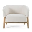 Pemberly Row Mid-Century Fabric Accent Chair with Walnut Legs in Off White