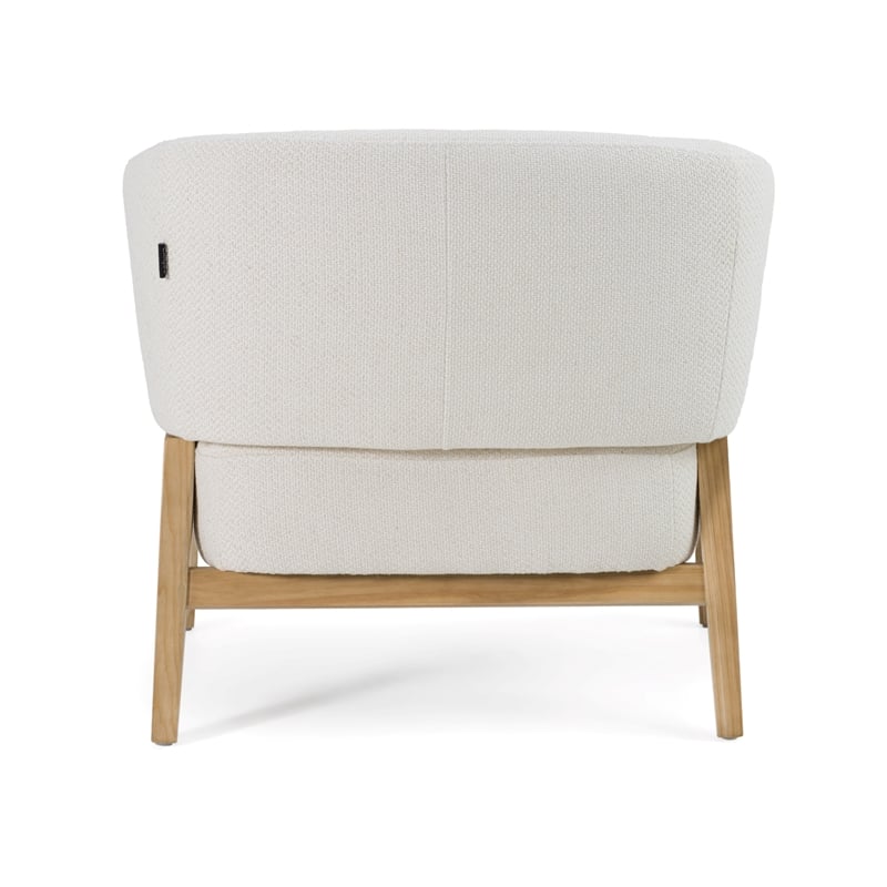 Pemberly Row Mid-Century Fabric Accent Chair with Walnut Legs in Off White