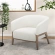 Pemberly Row Mid-Century Fabric Accent Chair with Walnut Legs in Off White