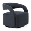 Pemberly Row Modern Fabric Swivel Accent Chair with Flared Arms in Charcoal
