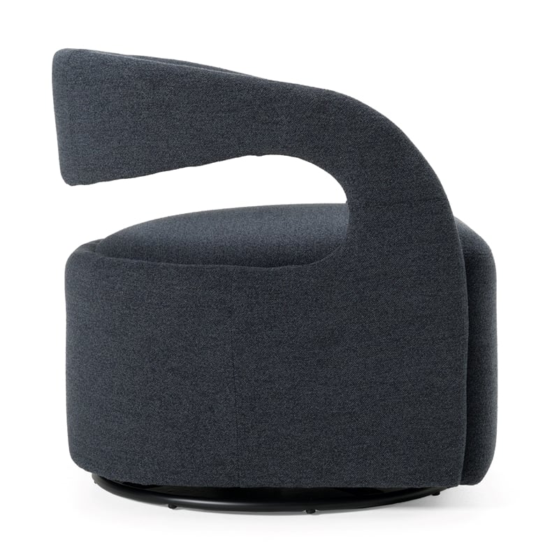 Pemberly Row Modern Fabric Swivel Accent Chair with Flared Arms in Charcoal