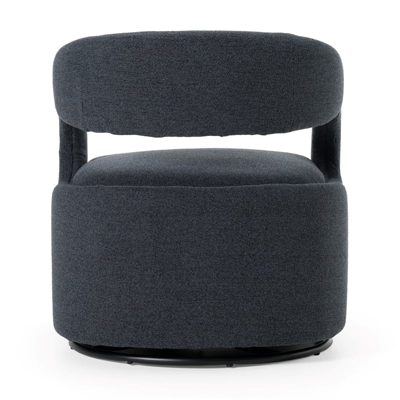 Pemberly Row Modern Fabric Swivel Accent Chair with Flared Arms in Charcoal