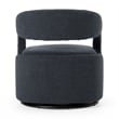 Pemberly Row Modern Fabric Swivel Accent Chair with Flared Arms in Charcoal