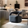 Pemberly Row Modern Fabric Swivel Accent Chair with Flared Arms in Charcoal