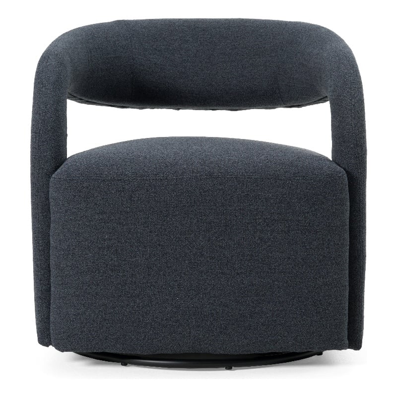 Pemberly Row Modern Fabric Swivel Accent Chair with Flared Arms in Charcoal