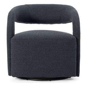 Pemberly Row Modern Fabric Swivel Accent Chair with Flared Arms in Charcoal