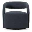 Pemberly Row Modern Fabric Swivel Accent Chair with Flared Arms in Charcoal
