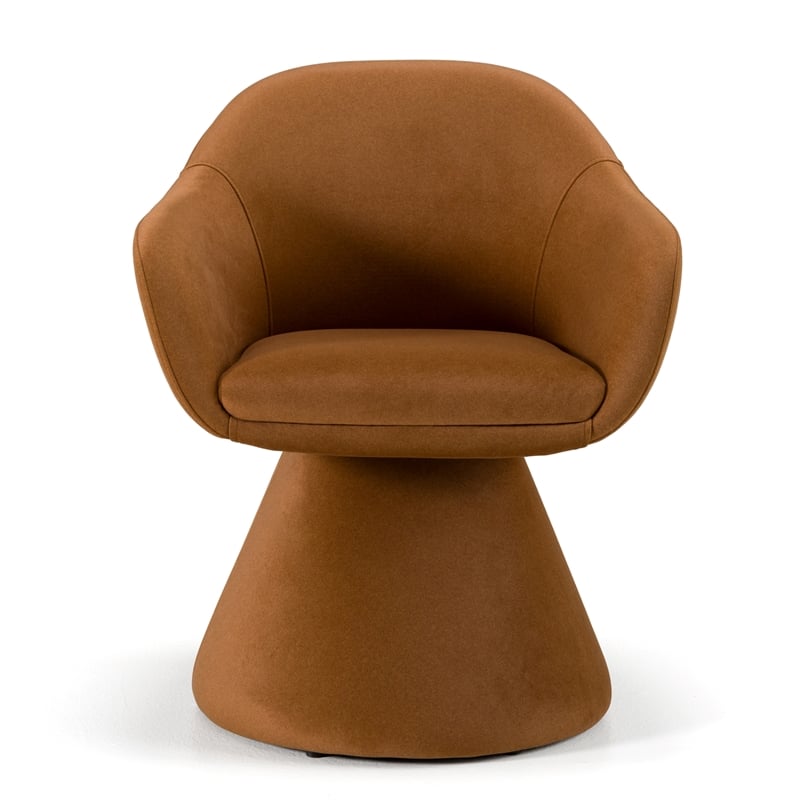 Pemberly Row Modern Fabric Swivel Dining Chair in Rust Khaki Mohair
