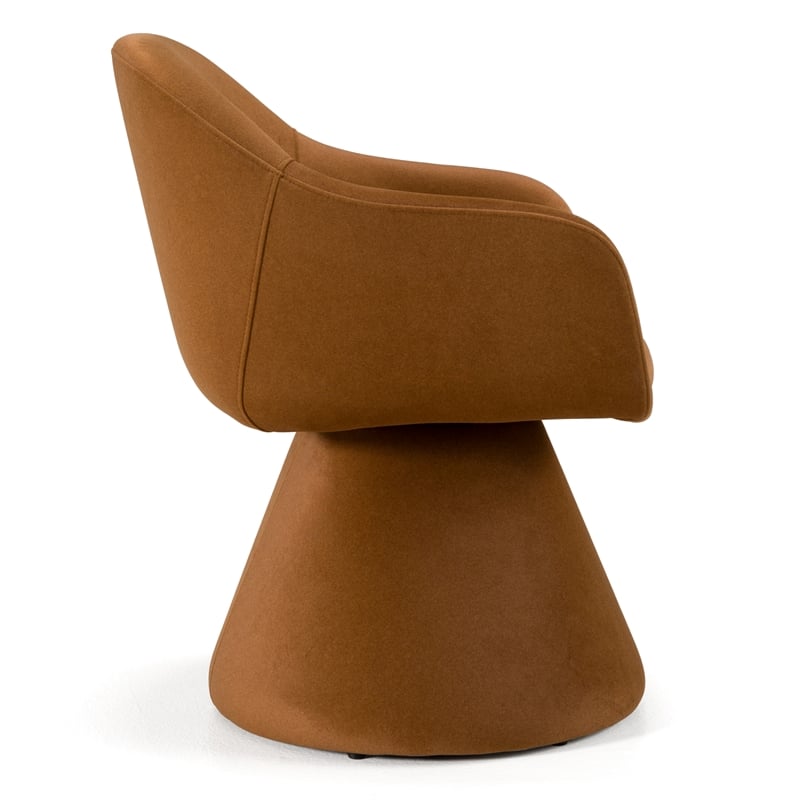 Pemberly Row Modern Fabric Swivel Dining Chair in Rust Khaki Mohair