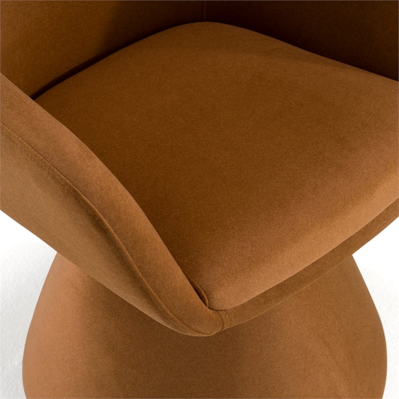 Pemberly Row Modern Fabric Swivel Dining Chair in Rust Khaki Mohair