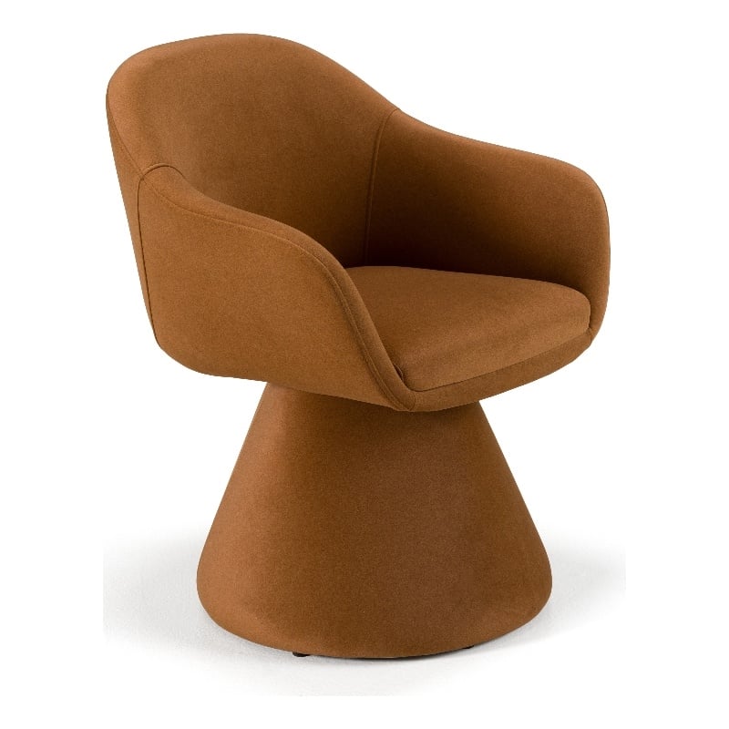Pemberly Row Modern Fabric Swivel Dining Chair in Rust Khaki Mohair