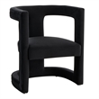 Pemberly Row Modern Velvet Accent Chair with Tuxedo Arms in Black