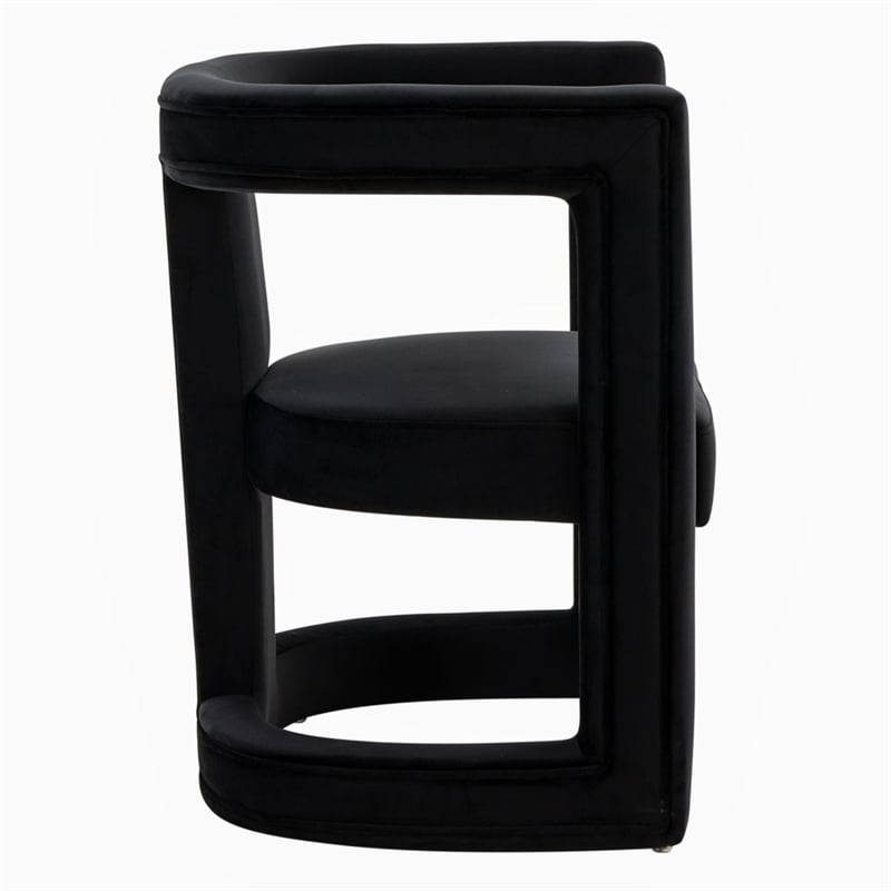 Pemberly Row Modern Velvet Accent Chair with Tuxedo Arms in Black
