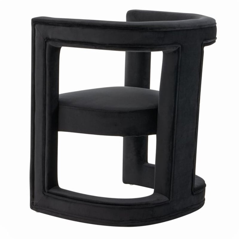 Pemberly Row Modern Velvet Accent Chair with Tuxedo Arms in Black