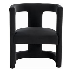 Pemberly Row Modern Velvet Accent Chair with Tuxedo Arms in Black
