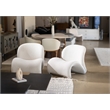 Pemberly Row Modern Upholstered Accent Chair with Chrome Base in White