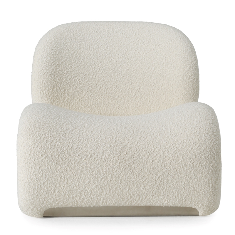 Pemberly Row Modern Upholstered Accent Chair with Chrome Base in White